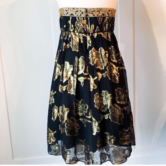 Cache Beaded Floral Sheer Overlay Strapless Dress - Picture 4 of 8